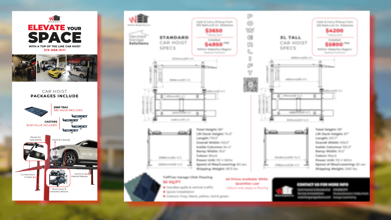 Car Hoist Spec Sheet