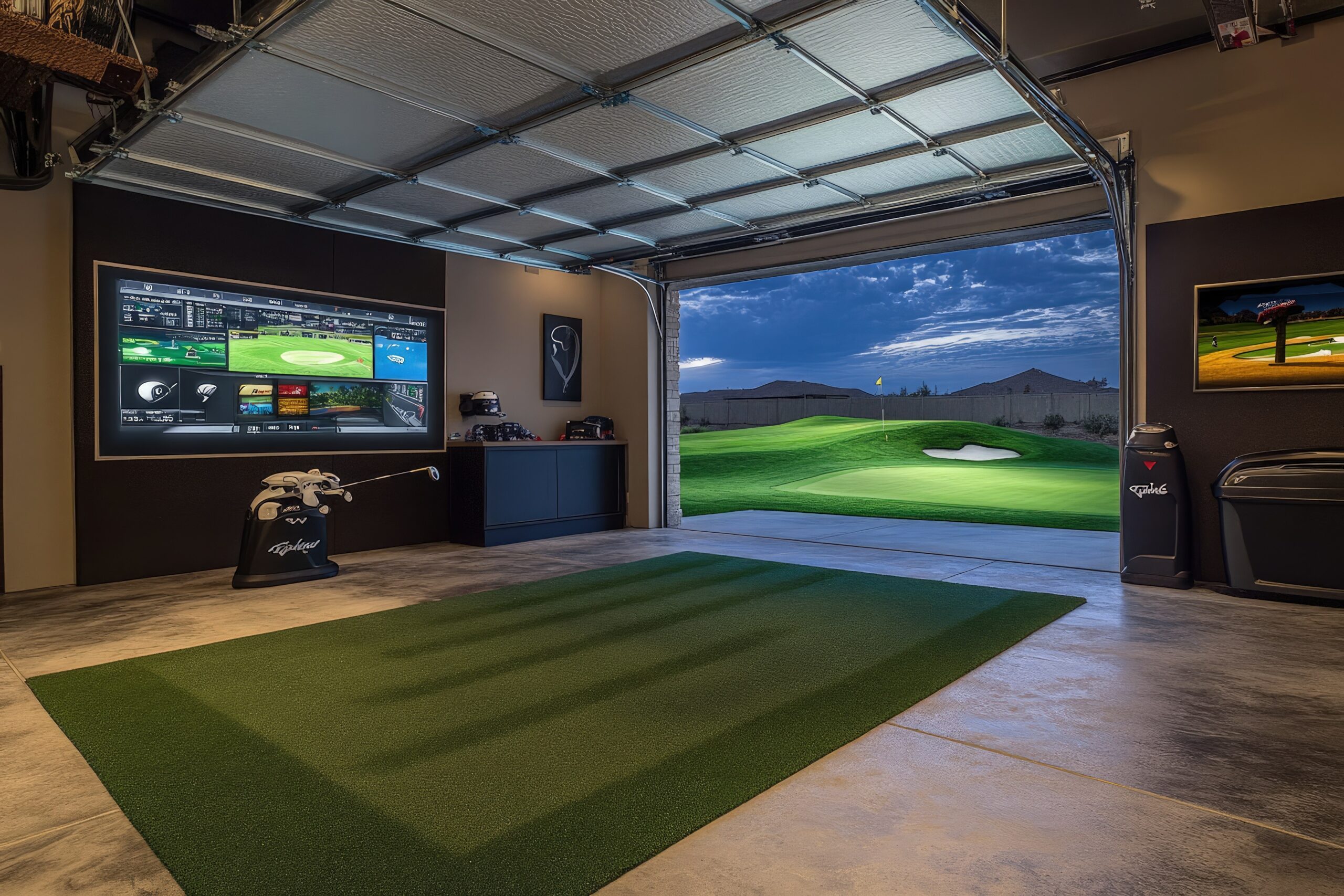 Golf Simulator in garage